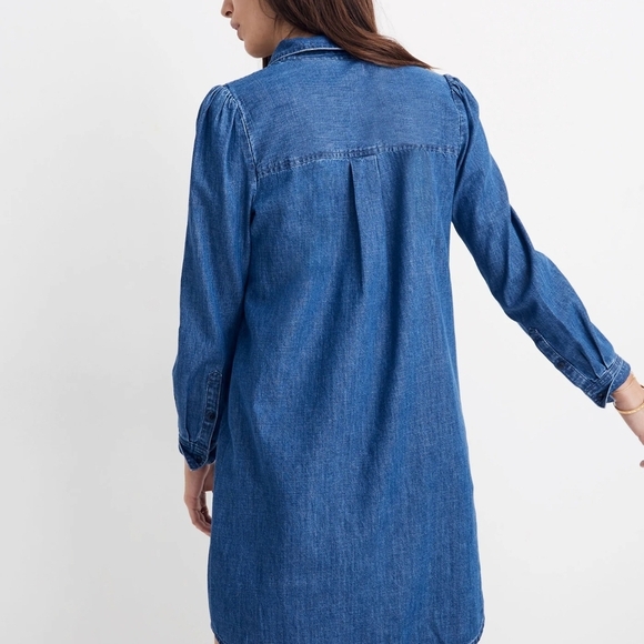 MADEWELL Denim Puff-Sleeve Shirtdress in Harris Wash sz M, gentle Used - Picture 3 of 13